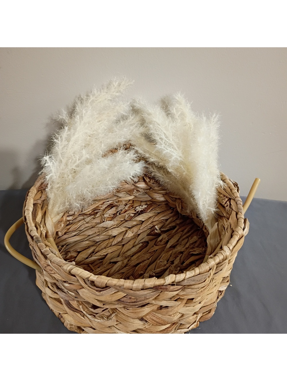 Handwoven Round Natural Wicker Basket with Handles